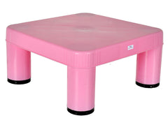 Heart Home Large Portable,Lightweight, Comfortable Square Plastic Seating Stool/Patla for Home, Bathroom, Kitchen (Pink)