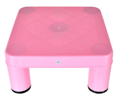 Heart Home Small Portable,Lightweight, Comfortable Square Plastic Seating Stool/Patla for Home, Bathroom, Kitchen (Pink)