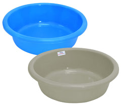 Heart Home Multiuses Plastic Knead Dough Basket/Basin Bowl For Home & Kitchen 6 Ltr- Pack of 2 (Blue & Grey) 52HH3870