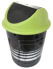 Heart Home Plastic Dustbin, Trashbin, Wastebin For Kitchen, Bathroom, Office Use With Swing Lid, 10 Liter- Pack of 2 (Black & Green)-47HH0882