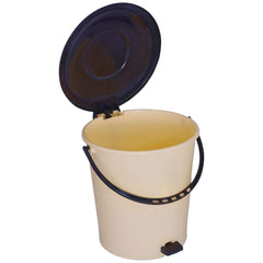 Heart Home Plastic Pedal Dustbin/Wastebin With Handle, 10 Liter- Pack of 2 (Cream & Brown)-47HH0995
