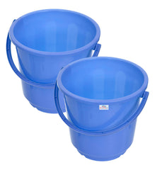 Heart Home Bucket|Plastic Bucket for Bathroom|Bucket for Bathing|Unbreakable Bucket with Handle|16 Liter|Pack of 2 (Blue)