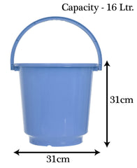 Heart Home Multipurposes Plastic Bucket for Bathing Home Cleaning & Storage Purpose with Lid, 16Ltr.- Pack of 2 (Blue)-47HH01175