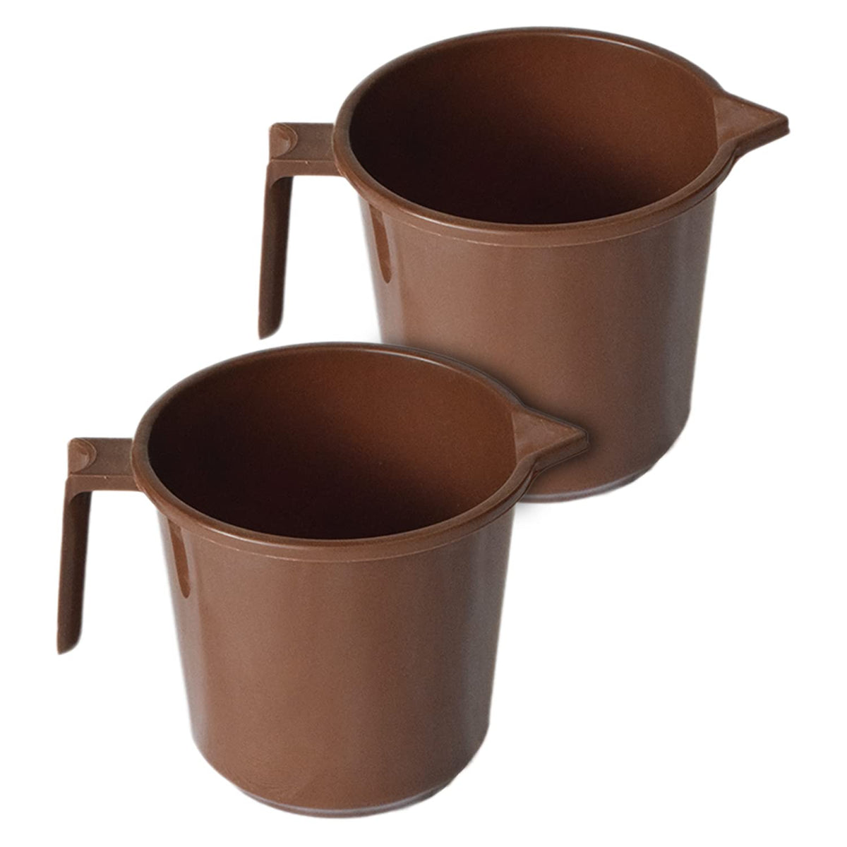 Kuber Industries Plastic Lightweight, Unbreakable Bathroom Mug 1.5 Litre (Brown, Pack of 2)