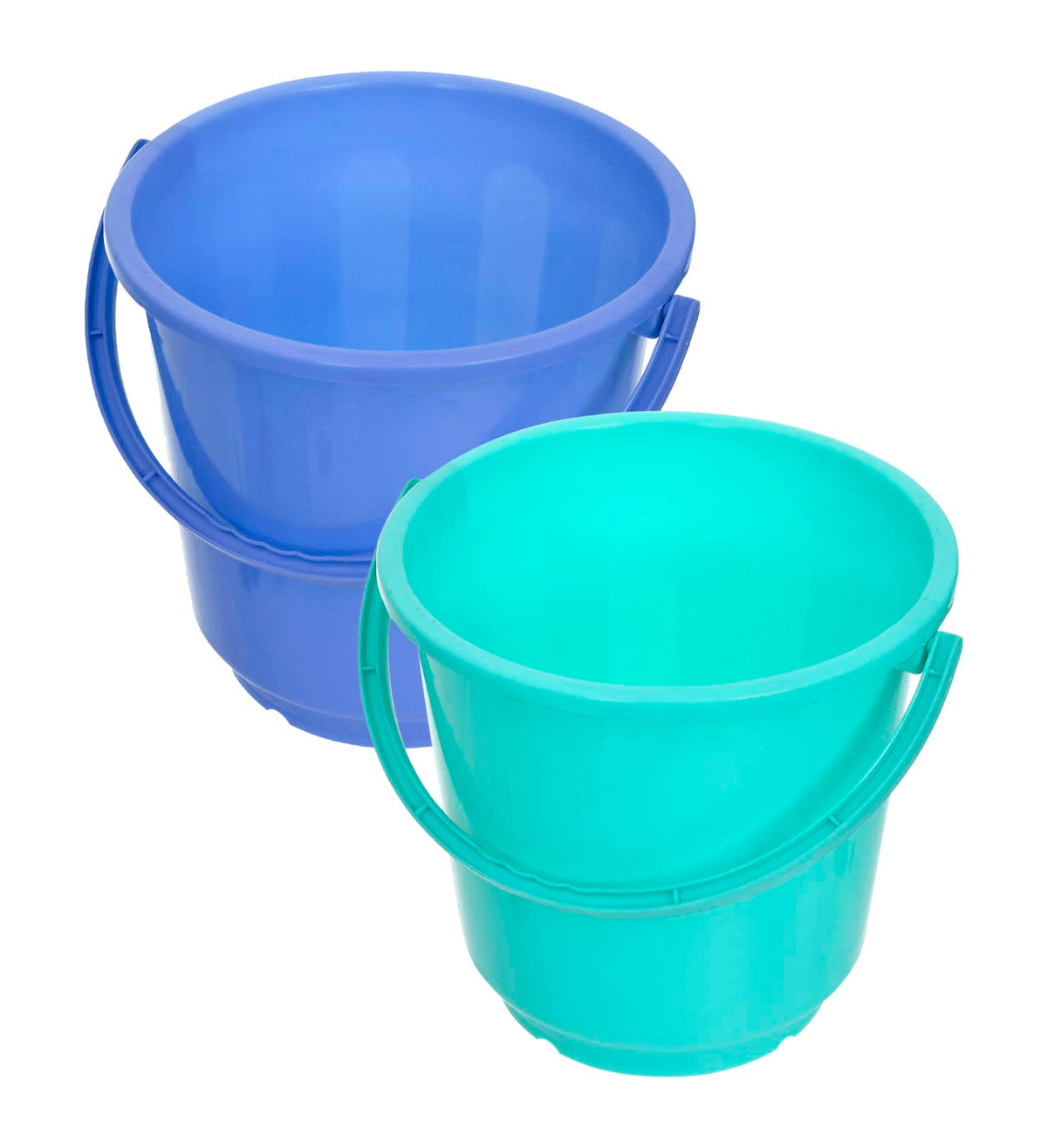 Heart Home Bucket|Plastic Bucket for Bathroom|Bucket for Bathing|Unbreakable Bucket with Handle|16 Liter|Pack of 2 (Blue & Green)