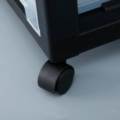 Kuber Industries 5 Layer Cosmetic Cabinet with Trolley|5-Tier Rolling Cart|Shelf Stand With Drawer|Black