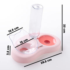 Homestic 2-in-1 Cat & Dog Bowl Set with Replaceable Water Bottle|Automatic Refill Cat Bowl|Premium PP Plastic|Non-Toxic|Suitable for Small & Medium Pets|PT008P|Pink