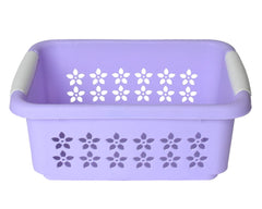 Heart Home Multipurpose Rectangle Shape Plastic Storage Basket for Kitchen, Fruit Basket, Office Table, Storage Organizer Small Pack of 2 (Purple)