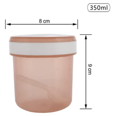 Heart Home Containers Set for Kitchen|BPA-Free Plastic 350 ML Storage Containers Set with Spoon for Kitchen Set of 3 (Brown)