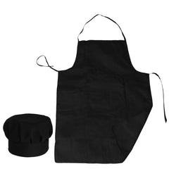 Heart Home Oil Stain Resistant Cooking Kitchen Apron & Cap for Men Women, Set of 2 (Black)-50HH01020