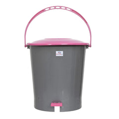 Heart Home Plastic Pedal Dustbin, Trashbin, Wastebin For Kitchen, Bathroom, Office Use With Handle, 5 Liter- Pack of 2 (Grey & Pink)-47HH01016