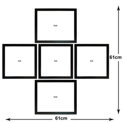 Kuber Industries Collage Photo Frame For Living Room, Wall Set of 5 (Black) Size: 10X8-2 Pc., 8X8-3 Pc.
