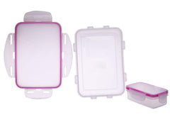 Kuber Industries Model-401 Unbreakable Plastic Medium Airtight Leakproof Transparent Lunch Box/Tiffin (Pink)-KUBMART1309
