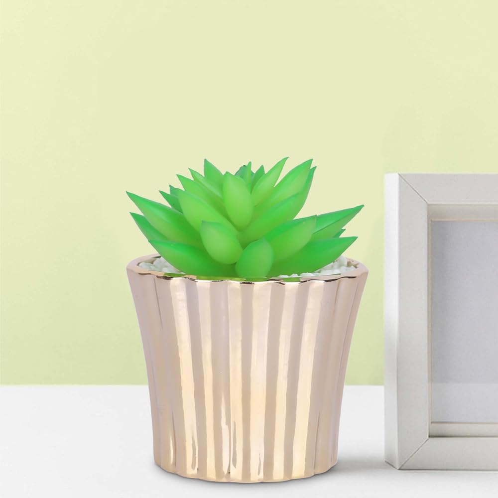 Kuber Industries Artificial Plants for Home Décor|Natural Looking Indoor Fake Plants with Pot|Artificial Flowers for Decoration (Green)