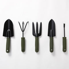 Kuber Industries Garden Tools|Small & Big Hand Trowels|Hand Cultivator|Hand Weeder & Fork Carbon Steel|SJ-5020|Set of 5|Green & Black