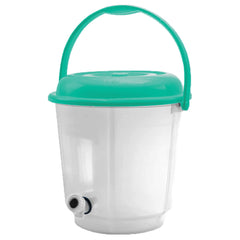 Kuber Industries Multipurposes Plastic Transparent Bucket with Lid & Tap System for Home Cleaning & Save Water, 18Ltr. Pack of 2 (Green)