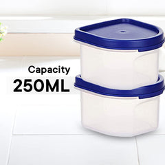 Kuber Industries Storage Utility Container|Plastic Unbreakable Food Storage Jar|Leak Roof,BPA Free Food Kitchen Organizer with Lid,250 ML,Pack of 6 (White)