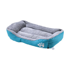 Kuber Industries Dog & Cat Bed|Super Soft Plush Top Pet Bed|Oxford Cloth Polyester Filling|Machine Washable Dog Bed|Rectangular Cat Bed with Rise-Edge Pillow|QY036B-S|Sky Blue