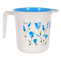 Kuber Industries Floral Print Plastic Bathroom Mug 1.5 Litre Pack of 4 (Blue)-46KM0195, Standard