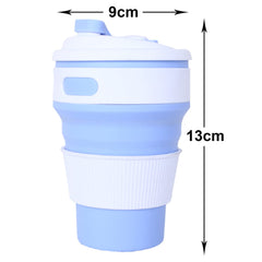 Kuber Industries Collapsible Coffee Cup|Silicone Portable Travel Coffee Mug|Camping Cup with Lid for Travel,Hiking Outdoors,350 ML,Pack of 2 (Sky Blue)