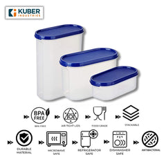 Kuber Industries Container for Kitchen Storage Set| Airtight Container, Multipurpose | Plastic Container Set of 3 | For Dry & Wet Food | 500 ml,1200 ml,2000 ml (Small-Medium-Large)