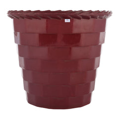 Heart Home Brick Flower Pot|Durable Plastic Flower Pots|Planters for Home Décor|Garden|Living Room|Balcony|8 Inch|Pack of 4 (Maroon)