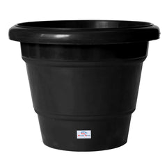 Heart Home Solid 2 Layered Plastic Flower Pot|Gamla for Home Decor,Nursery,Balcony,Garden,6"x5",Pack of 4 (Black)
