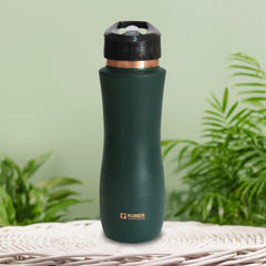 Kuber Industries Copper Water Bottle with Sipper, BPA Free & Non-Toxic, Leakproof, Durable & Lightweight, Added Health Benefits of Copper, Ergonomic Design & Easy to Clean (Green, 750 ML, Pack of 1)