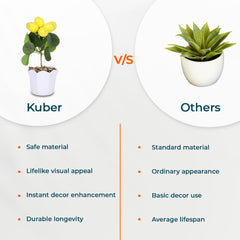 Kuber Industries Artificial Plants for Home Décor|Natural Looking Indoor Fake Plants with Pot|Artificial Flowers for Decoration (Yellow)