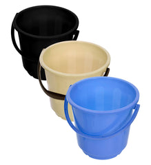 Heart Home Bucket|Plastic Bucket for Bathroom|Bucket for Bathing|Unbreakable Bucket with Handle|16 Liter|Pack of 3 (Multicolor)