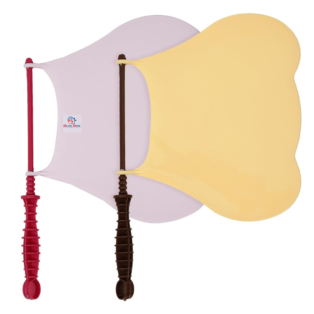 Heart Home Hand Fan | Plastic Hath Pankha | Hand Fan for Summer | Beejna for Natural Air | Caty Fan | Useful for Travel | Hand Fan for Cool Air | Pack of 2 | Multi