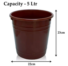 Heart Home Plastic Dustbin|Portable Garbage Basket & Round Trash Can for Home,Kitchen,Office,College,5 Ltr,Pack of 2 (Brown)