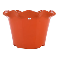 Heart Home Blossom Flower Pot|Durable Plastic Flower Pot|Gamla with Drain Holes for Home Décor|Balcony|Garden|8 Inch|Pack of 5 (Orange)