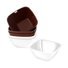 Heart Home Bowls|Plastic Serving Square Bowls|Katori for Kitchen|Microwave Safe Bowls for Rice|Soup|Pasta|250 ML|Pack of 6 (Multicolor)