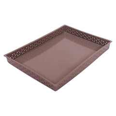 Kuber Industries Storage Tray|Versatile Plastic Storage Organizer|Rectangular Tray for Kitchen Storage|Storage Tray for Office|ALEXA-15 (Coffee)