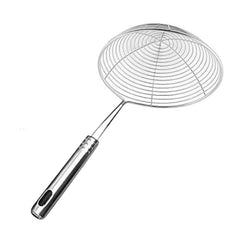 Heart Home Puri Strainer|Stainless Steel Jhar for Cooking & Frying|Versatile Deep Fry Chalni with Handle for Kitchen|18 cm|Pack of 2 (Silver)