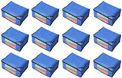Kuber Industries 12 Piece Designer Non Woven Saree Cover Set, Blue