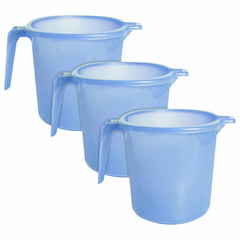 Heart Home Tranasparent Small Plastic Bathroom Mug, 1 Litre- Pack of 3 (Blue)-50HH0815