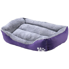 Kuber Industries Dog & Cat Bed|Super Soft Plush Top Pet Bed|Oxford Cloth Polyester Filling|Machine Washable Dog Bed|Rectangular Cat Bed with Rise-Edge Pillow|QY036P-L|Purple