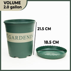 Kuber Industries Plastic Plant Pot|Indoor & Outdoor Plant Pot with Tray|Stylish Design|Durable & Lightweight|Water Drainage Holes|Large|Green