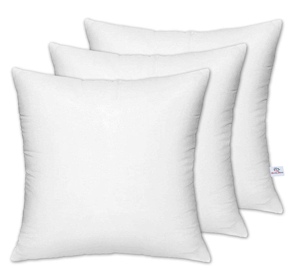 Heart Home Square Microfibre Filled Cushion Filler 12"x12"-Pack of 3 (White)-HS_38_HEARTH21168, Standard