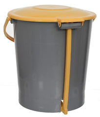 Kuber Industries Plastic Pedal Dustbin/Wastebin With Handle, 10 Liter- Pack of 2 (Grey & Yellow)-47KM0979