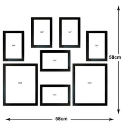 Kuber Industries Collage Photo Frame For Living Room, Wall Set of 8 (Black) Size: 5x7-6 Pc., 8x10-2 Pc.