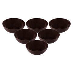 Kuber Industries Bowls|Plastic Serving Round Bowls|Katori for Kitchen|Microwave Safe Bowls for Rice|Soup|Pasta|250 ML|Pack of 6 (Brown)
