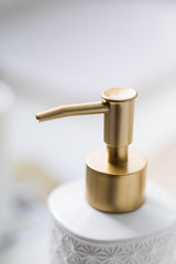 Urbane Home Bathroom Accessories Set | Ceramic Bathroom Tooth Brush Holder | Bathroom Soap Holder Dish | Kitchen Soap Dispenser 330 ML | Water Cup 330 ML | ZX016WT-4T | Set of 4 | White