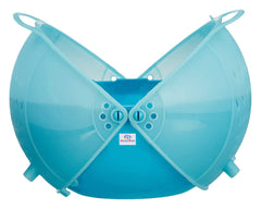 Heart Home Plastic Drain Basket/Washing Bowl For Fruits, Vegetables, Pasta, Poha With Swinging Lid- Pack of 2 (Blue)-50HH01832