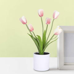 Kuber Industries Artificial Plants for Home Décor|Natural Looking Indoor Fake Plants with Pot|Artificial Flowers for Decoration (Pink)