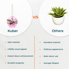 Kuber Industries Hanging Artificial Plants for Home Décor|Natural Looking Indoor Fake Plants with Pot|Artificial Flowers for Decoration (Pink)