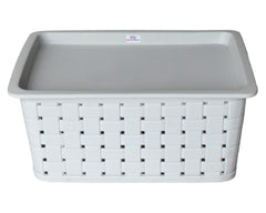 Heart Home BPA Free Attractive Design Multipurpose Small Trendy Storage Basket With Lid|Material-Plastic|Color-Gray|Pack of 2