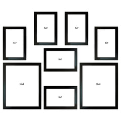 Kuber Industries Collage Photo Frame For Living Room, Wall Set of 8 (Black) Size: 5x7-6 Pc., 8x10-2 Pc.